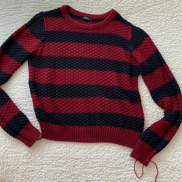 Urban Planet Black & Red Striped Sweater, Size Medium - Picture 1 of 5